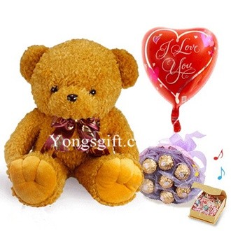 teddy bear and chocolate bouquet