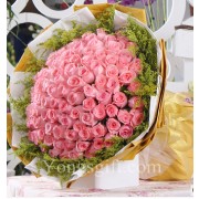 Exquisite 100 Pink Rose Bouquet to China